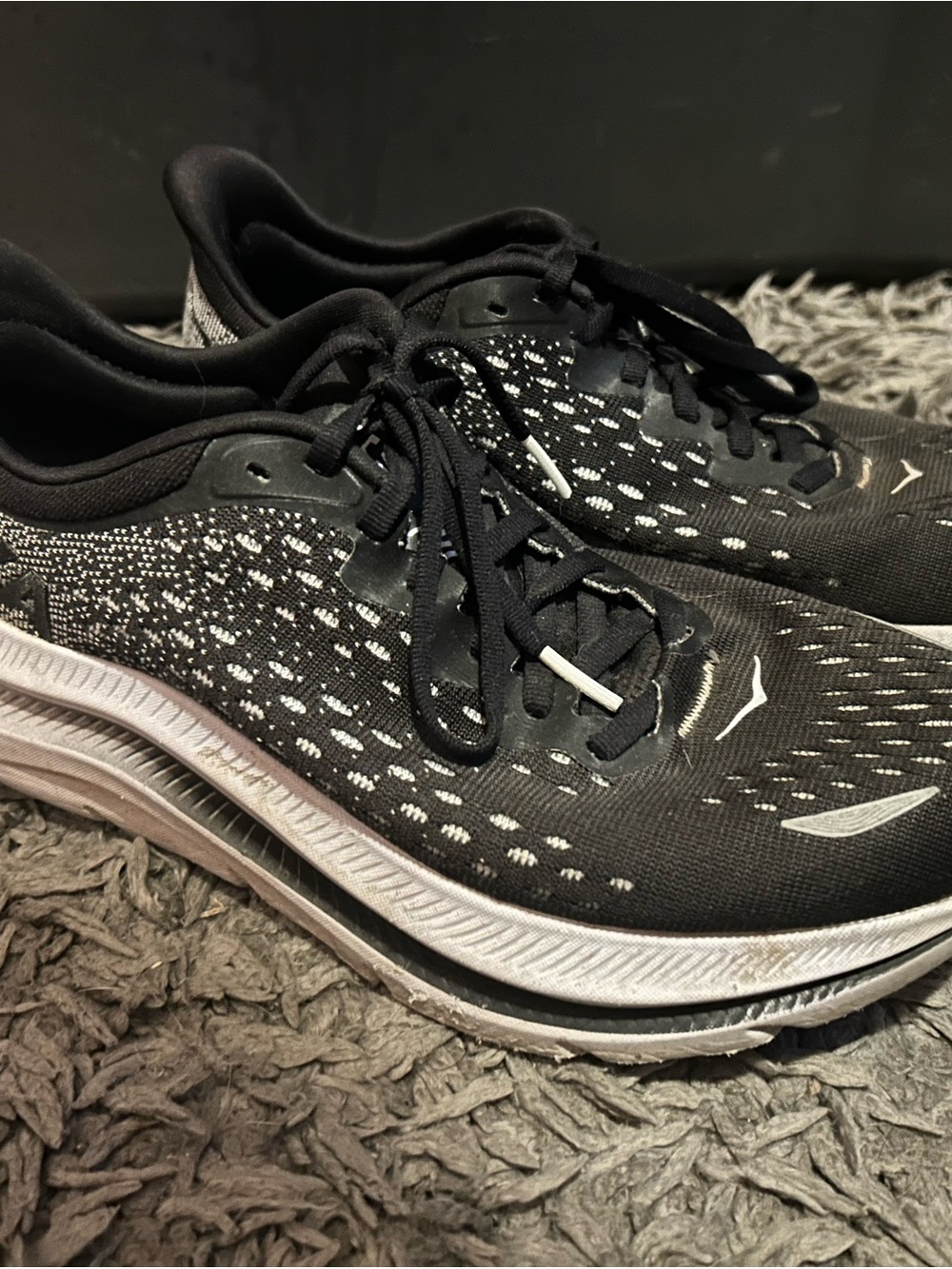 Hoka One One Black White Kawana Running Shoes